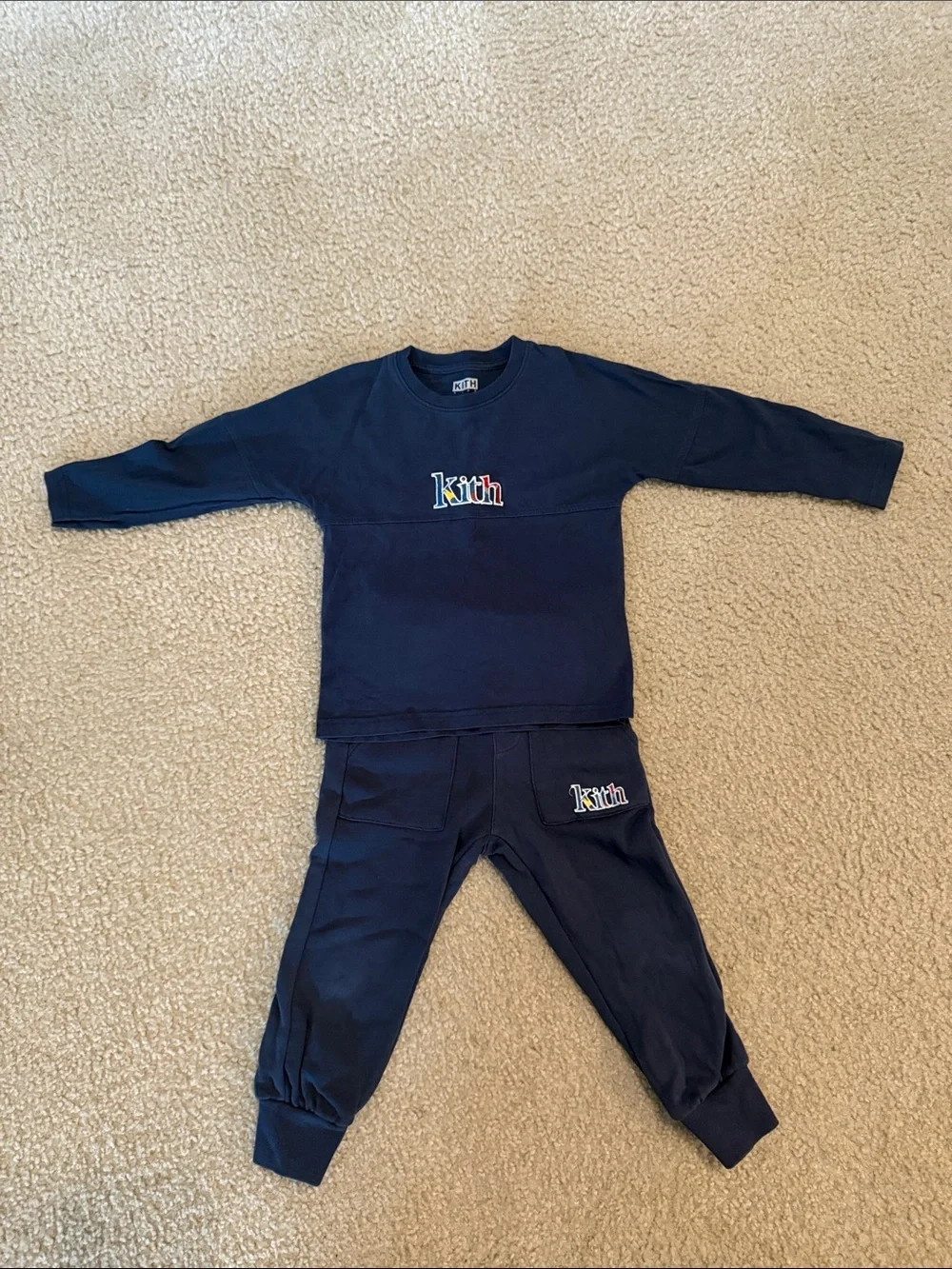 Kith Kids  Navy Set with Multicolor Logo